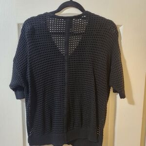 Ann Taylor Black Mesh Knit Top